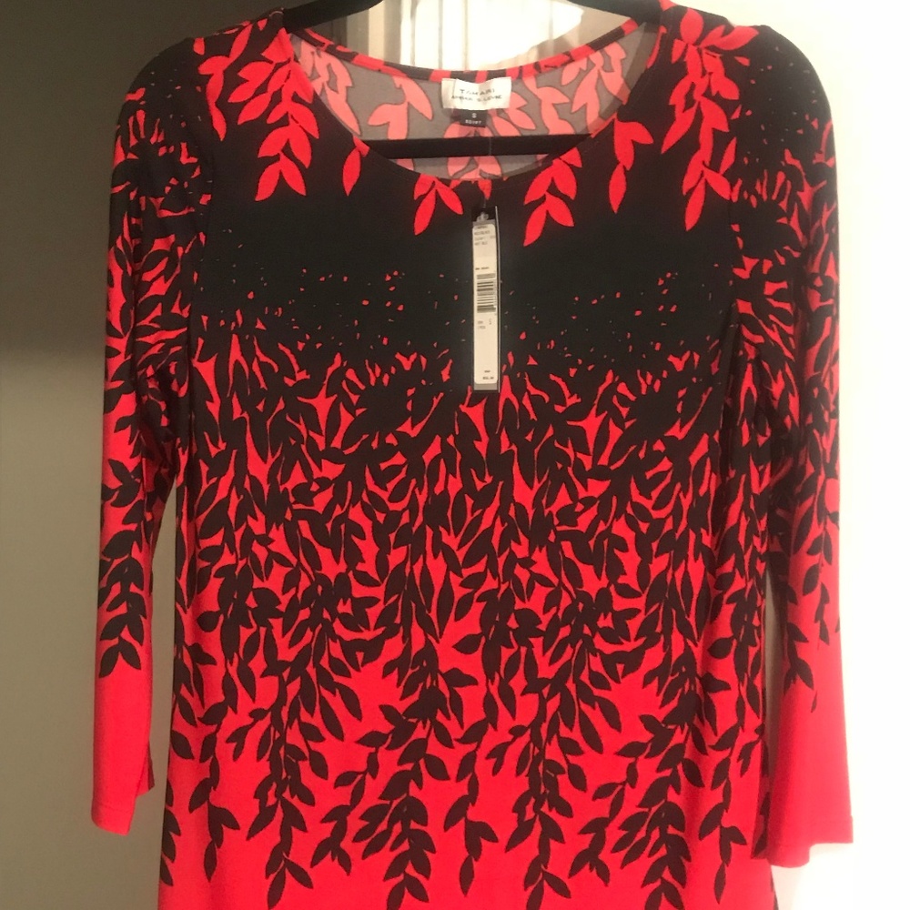 NWT Tahari ASL Long Sleeve Print Jersey Top Sz S